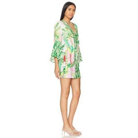 Maaji Kimono Dress Retro Palms Tropical Print Size M - Picture 2 of 8
